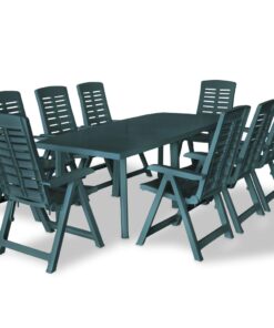 vidaXL 9 Piece Outdoor Dining Set Plastic Green