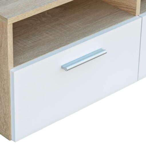vidaXL TV Cabinets 2 pcs Engineered Wood 95x35x36 cm Oak and White - Image 3
