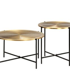 vidaXL Table Set 2 Pieces Brass-covered MDF