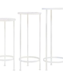 vidaXL Plant Stand Set 3 Pieces Vintage Style Metal Antique White