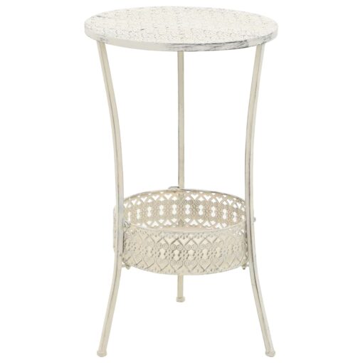 vidaXL Bistro Table Vintage Style Round Metal 40x70 cm White