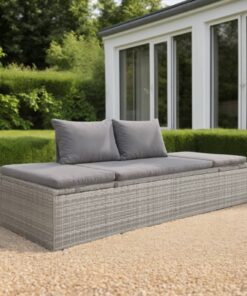 vidaXL Garden Bed Grey 195x60 cm Poly Rattan