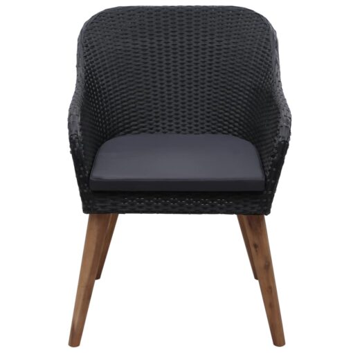 Outdoor Chairs with Cushions 2 pcs Poly Rattan Black - Image 2