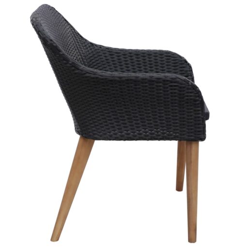 Outdoor Chairs with Cushions 2 pcs Poly Rattan Black - Image 3