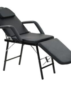 vidaXL Portable Facial Treatment Chair Faux Leather 185x78x76 cm Black