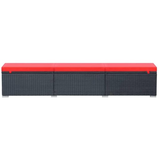 Sun Lounger with Cushion Poly Rattan Black - Image 2