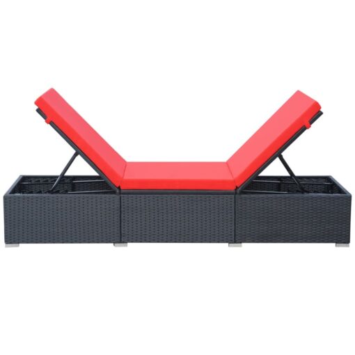 Sun Lounger with Cushion Poly Rattan Black - Image 3