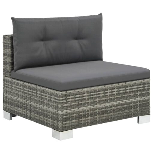  10 Piece Garden Lounge Set with Cushions Poly Rattan Grey - Image 2