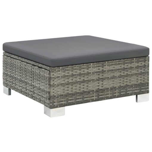  10 Piece Garden Lounge Set with Cushions Poly Rattan Grey - Image 3