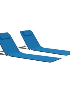 vidaXL Folding Beach Mats 2 pcs Steel and Fabric Blue