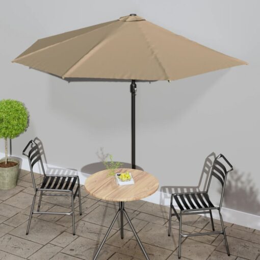 vidaXL Balcony Parasol with Aluminium Pole Taupe 300x155 cm Half