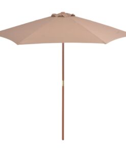 vidaXL Outdoor Parasol with Wooden Pole 270 cm Taupe