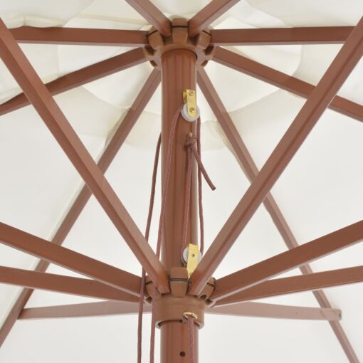 Outdoor Parasol with Wooden Pole 350 cm Sand White - Image 2
