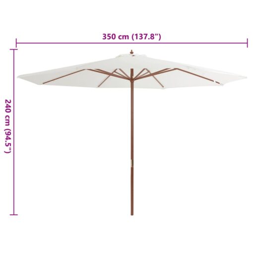 Outdoor Parasol with Wooden Pole 350 cm Sand White - Image 3