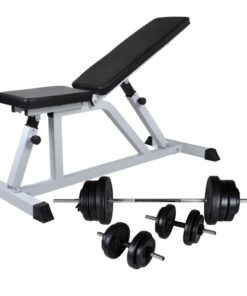 vidaXL Workout Bench with Barbell and Dumbbell Set 60.5 kg