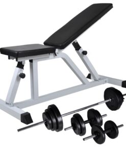 vidaXL Workout Bench with Barbell and Dumbbell Set 30.5 kg