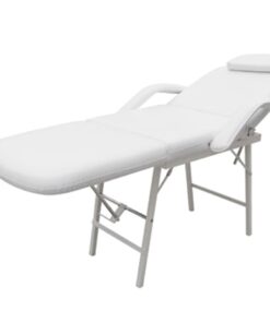 vidaXL Facial Bed Adjustable White Artificial Leather