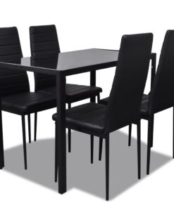 vidaXL Dining Set 5 Pieces Artificial Leather Black