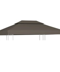 vidaXL 2-Tier Gazebo Top Cover 310 g/m² 4x3 m Taupe