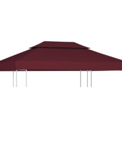 vidaXL 2-Tier Gazebo Top Cover 310 g/m² 4x3 m Bordeaux