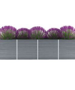 vidaXL Garden Raised Bed Galvanised Steel 320x80x77 cm Grey