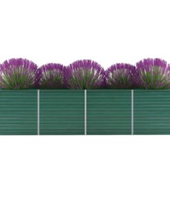 vidaXL Garden Raised Bed Galvanised Steel 320x80x77 cm Green