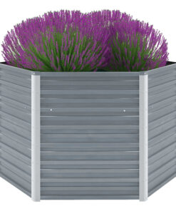 vidaXL Garden Raised Bed Galvanised Steel 129x129x77 cm Grey