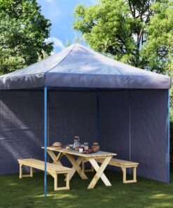 vidaXL Party Tent Sidewall 2 pcs with Zipper PE Blue