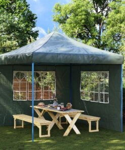 vidaXL Party Tent Sidewall 2 pcs with Window PE Green