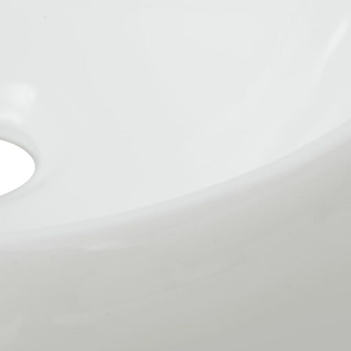 Bathroom Basin with Mixer Tap Ceramic Round White - Image 3