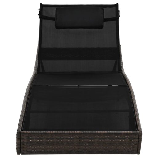 vidaXL Sun Lounger with Pillow Poly Rattan Brown - Image 2