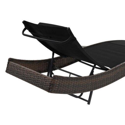 vidaXL Sun Lounger with Pillow Poly Rattan Brown - Image 3