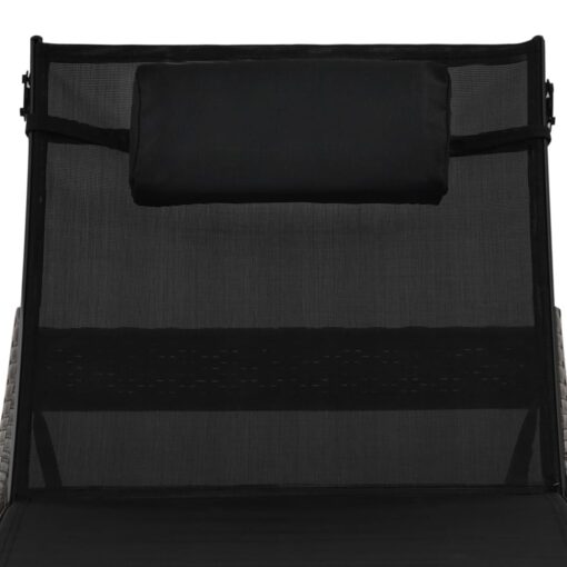vidaXL Sun Lounger with Pillow Poly Rattan Brown - Image 4