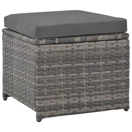 vidaXL 7 Piece Outdoor Dining Set with Cushions Poly Rattan Grey - Image 3