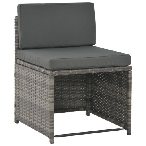 vidaXL 7 Piece Outdoor Dining Set with Cushions Poly Rattan Grey - Image 4
