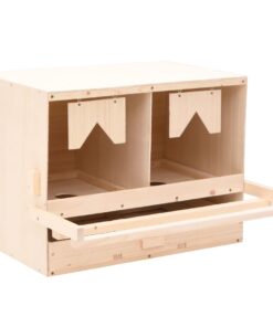 vidaXL Chicken Laying Nest 2 Compartments 63x40x45 cm Solid Pine Wood