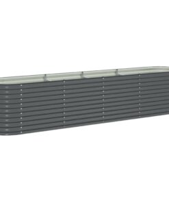 vidaXL Garden Raised Bed 400x80x81 cm Galvanised Steel Grey