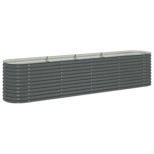 vidaXL Garden Raised Bed 400x80x81 cm Galvanised Steel Grey