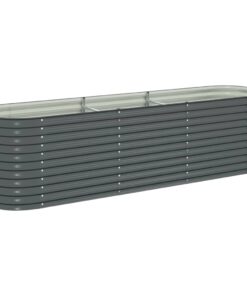 vidaXL Garden Raised Bed 320x80x81 cm Galvanised Steel Grey