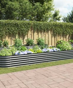 vidaXL Garden Raised Bed 400x80x44 cm Galvanised Steel Grey