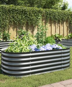 vidaXL Garden Raised Bed 160x80x44 cm Galvanised Steel Grey