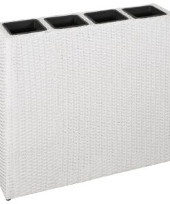 vidaXL Garden Raised Bed with 4 Pots Poly Rattan White