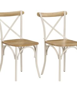 vidaXL Cross Chairs 2 pcs White Solid Mango Wood