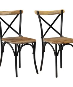 vidaXL Cross Chairs 2 pcs Black Solid Mango Wood