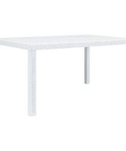 vidaXL Garden Table White 150x90x72 cm Plastic Rattan Look