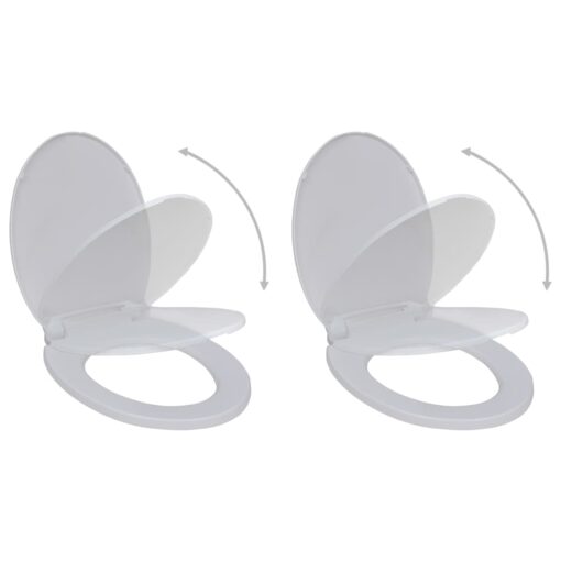 vidaXL Toilet Seats with Soft Close Lids 2 pcs Plastic White