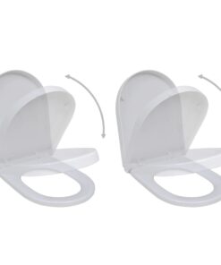 vidaXL Toilet Seats with Soft Close Lids 2 pcs Plastic White