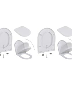 vidaXL Toilet Seats with Soft Close Lids 2 pcs Plastic White