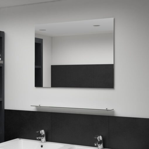 vidaXL Wall Mirror with Shelf 80x60 cm Tempered Glass