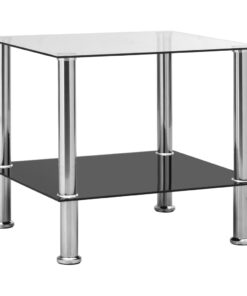 vidaXL Side Table Transparent 45x50x45 cm Tempered Glass